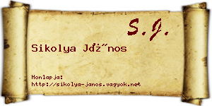 Sikolya János névjegykártya